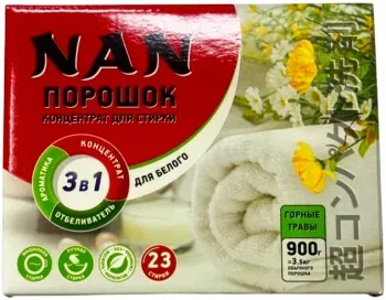 Стиральный порошок концентрат Nan для белого белья 0,9кг